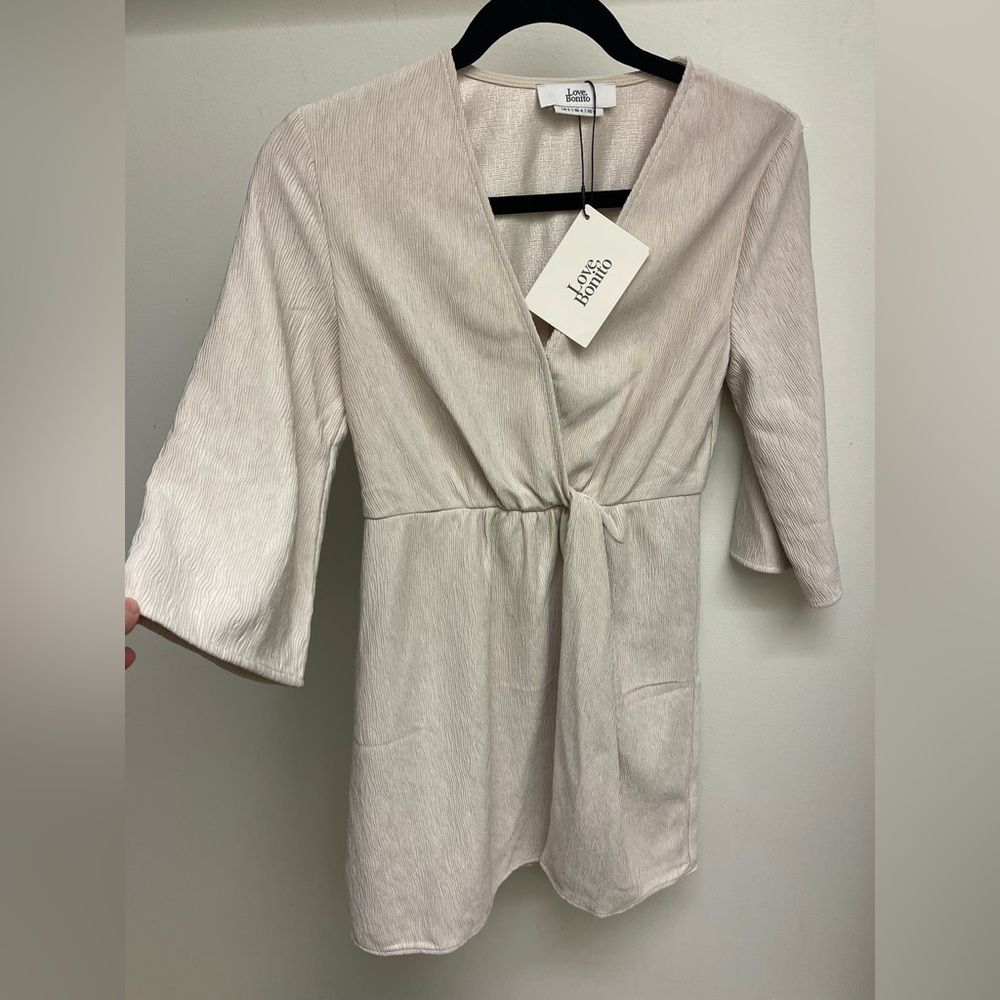 Love, Bonito Violette Pleated Dress in Beige Size S